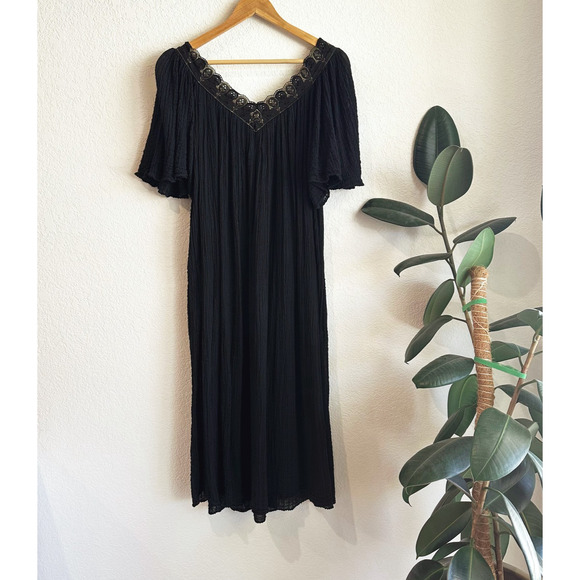 VTG Lindsey Blake intimate Kaftan One Size Coverup Bohemian Hippie Gauzy Maxi - Picture 4 of 8